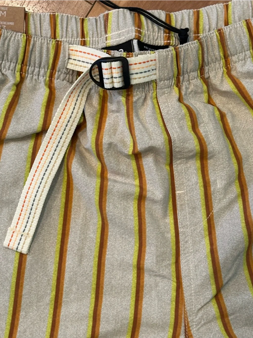 NWT prAna Indio Heritage Shorts Yarrow Stripe Relaxed Fit Elastic Waist Size M